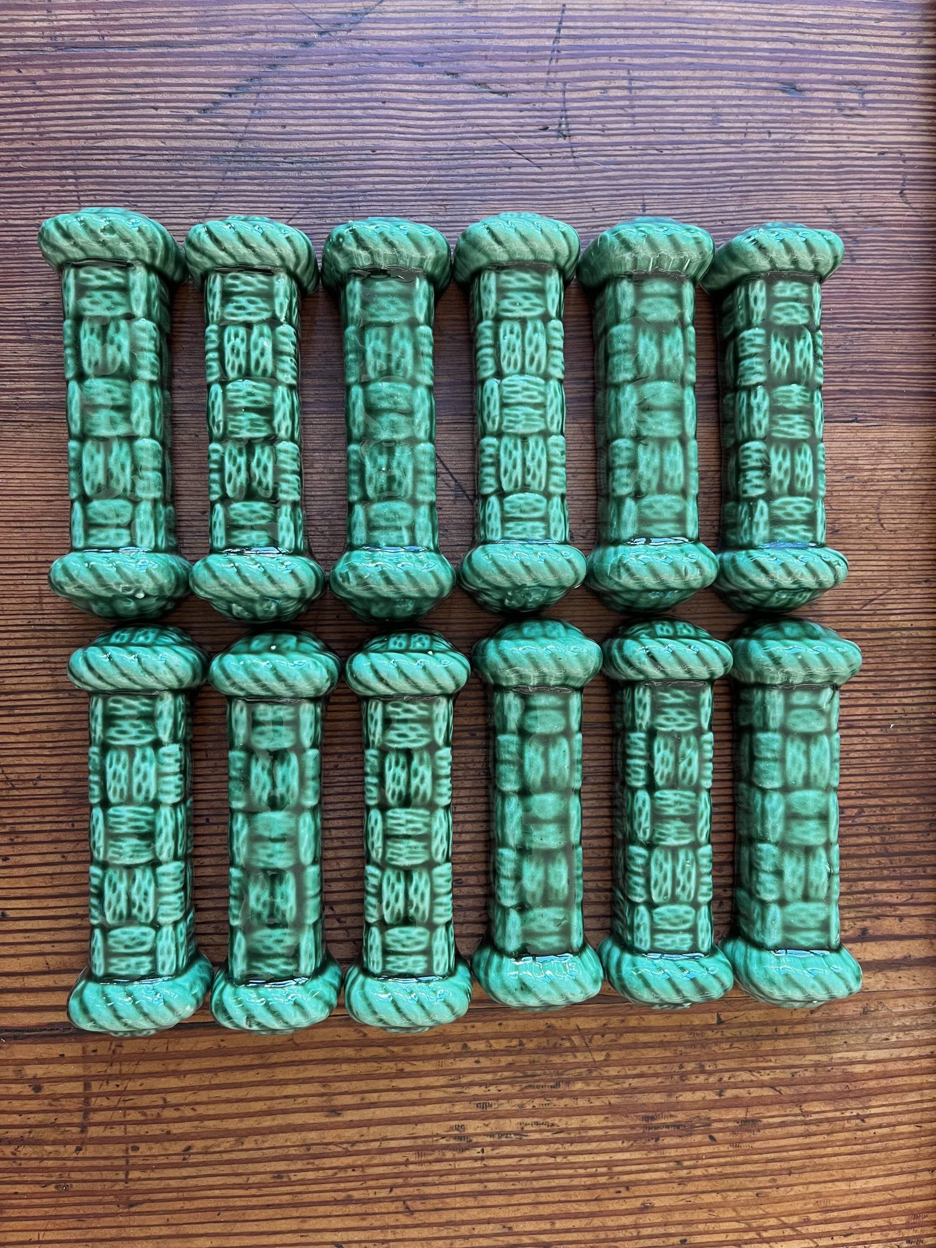 12 green ceramic knife holders