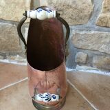 Pink hammered copper coal bucket and porcelain handles