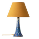 Antique Art Deco Gouda Pottery Table Lamp, c. 1910-35, New Ochre Linen Shade