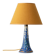Antique Art Deco Gouda Pottery Table Lamp, c. 1910-35, New Ochre Linen Shade