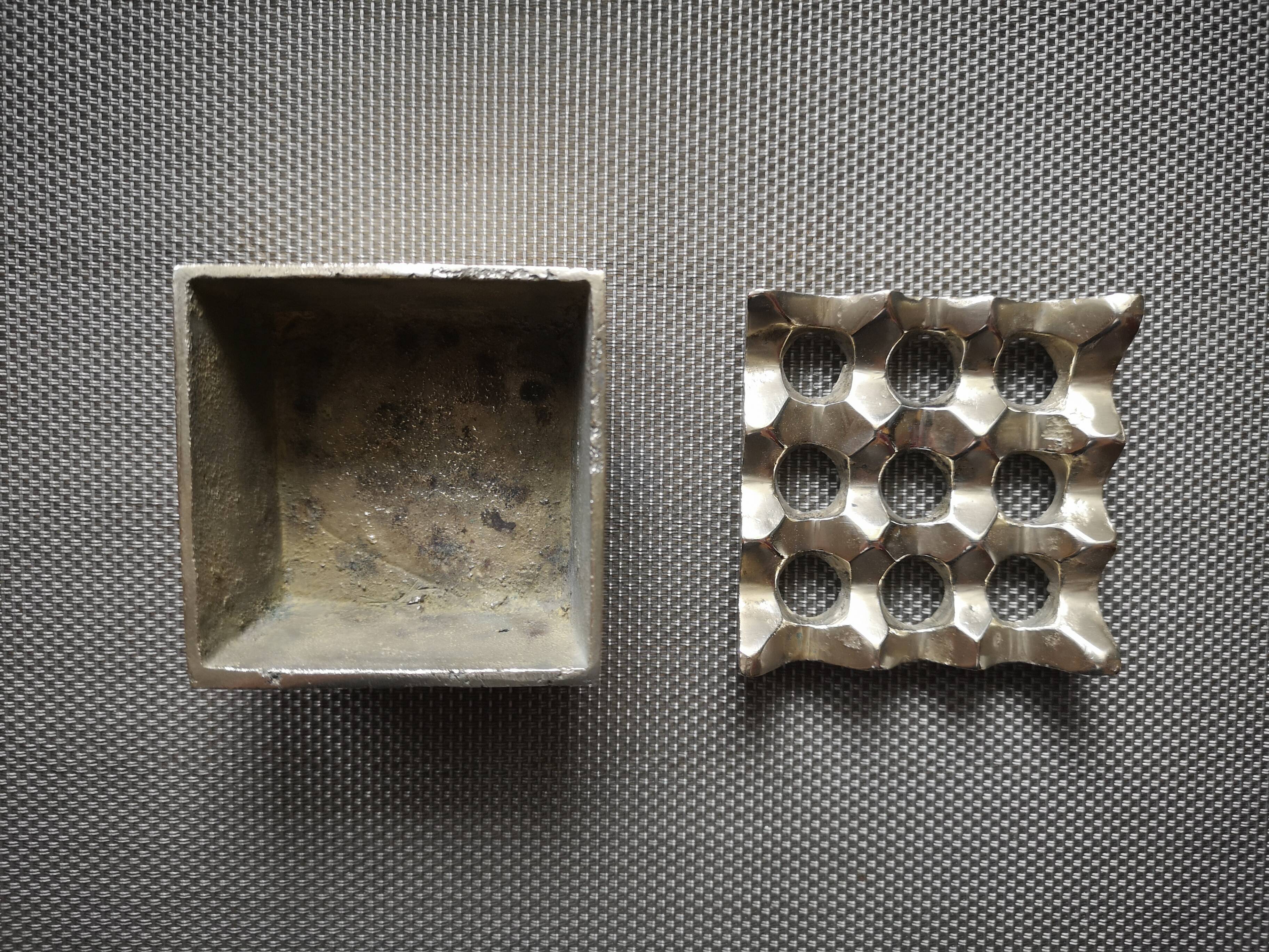 Scandinavian 9-hole brass ashtray 1970/1980