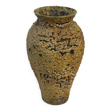 Grand vase en céramique  texturée – Années 60/70 – H 40 cm