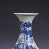 Qing kangxi style blue and white play chess jade pot spring bottle chinese palace gifts