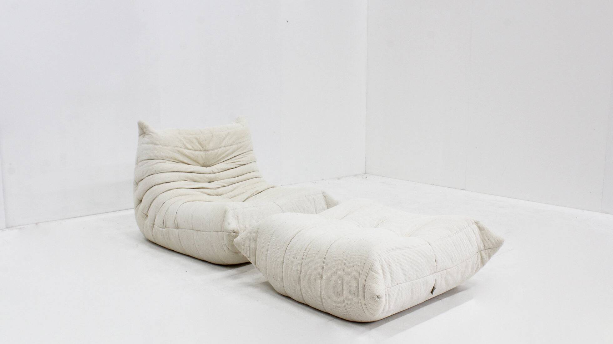 Vintage Togo chair with ottoman 1980s by Michel Ducaroy for Ligne Roset