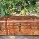 Large suitcase or trunk - leather suitcase, period 1910/1920.