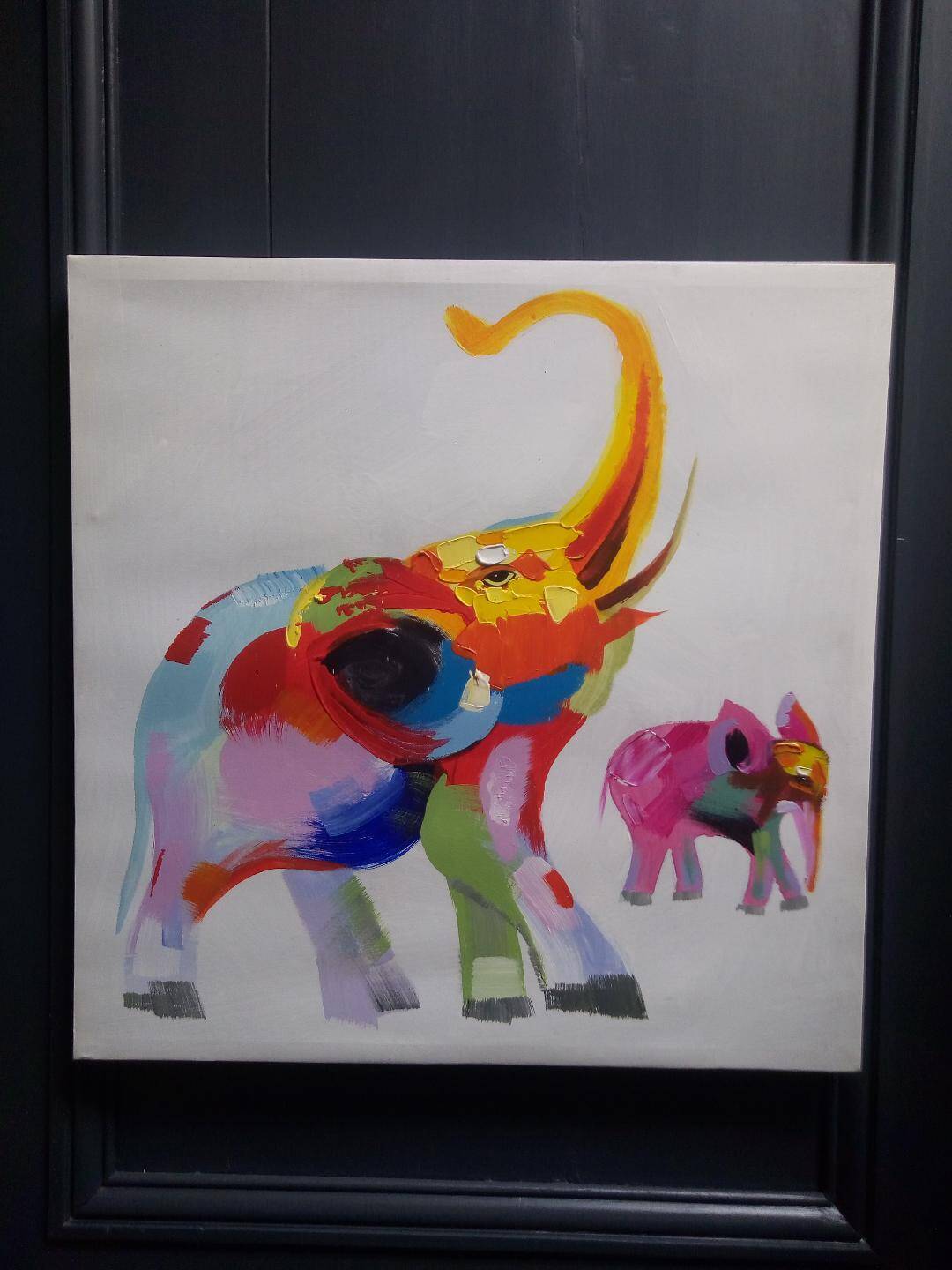 Oil on canvas elephant 58 cm x 58 cm