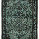Handmade carved anatolian 1980s 176 cm x 286 cm black rug