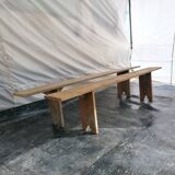 Pair of wooden farmhouse benches