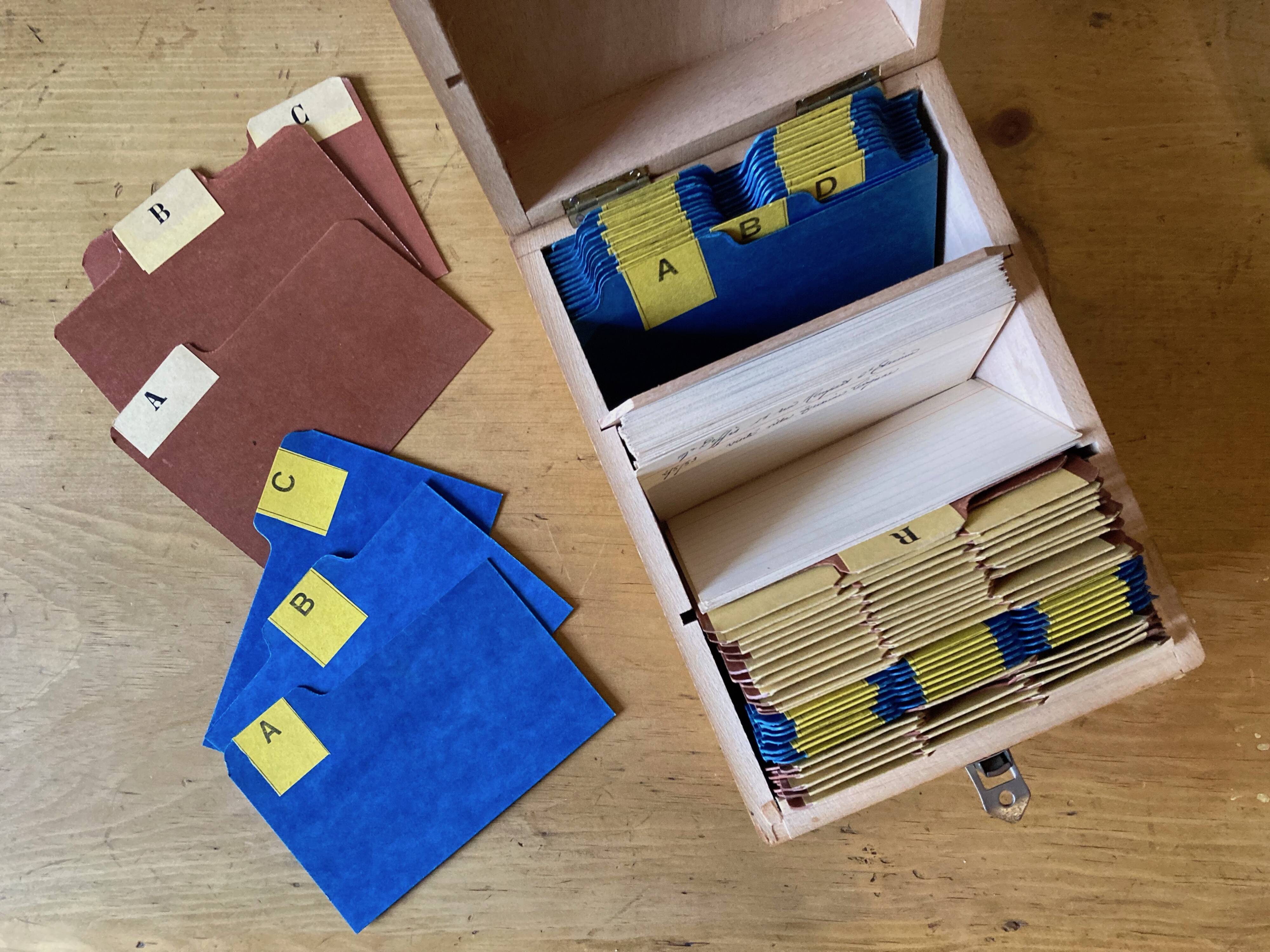 Wooden index card/directory box, 1950s