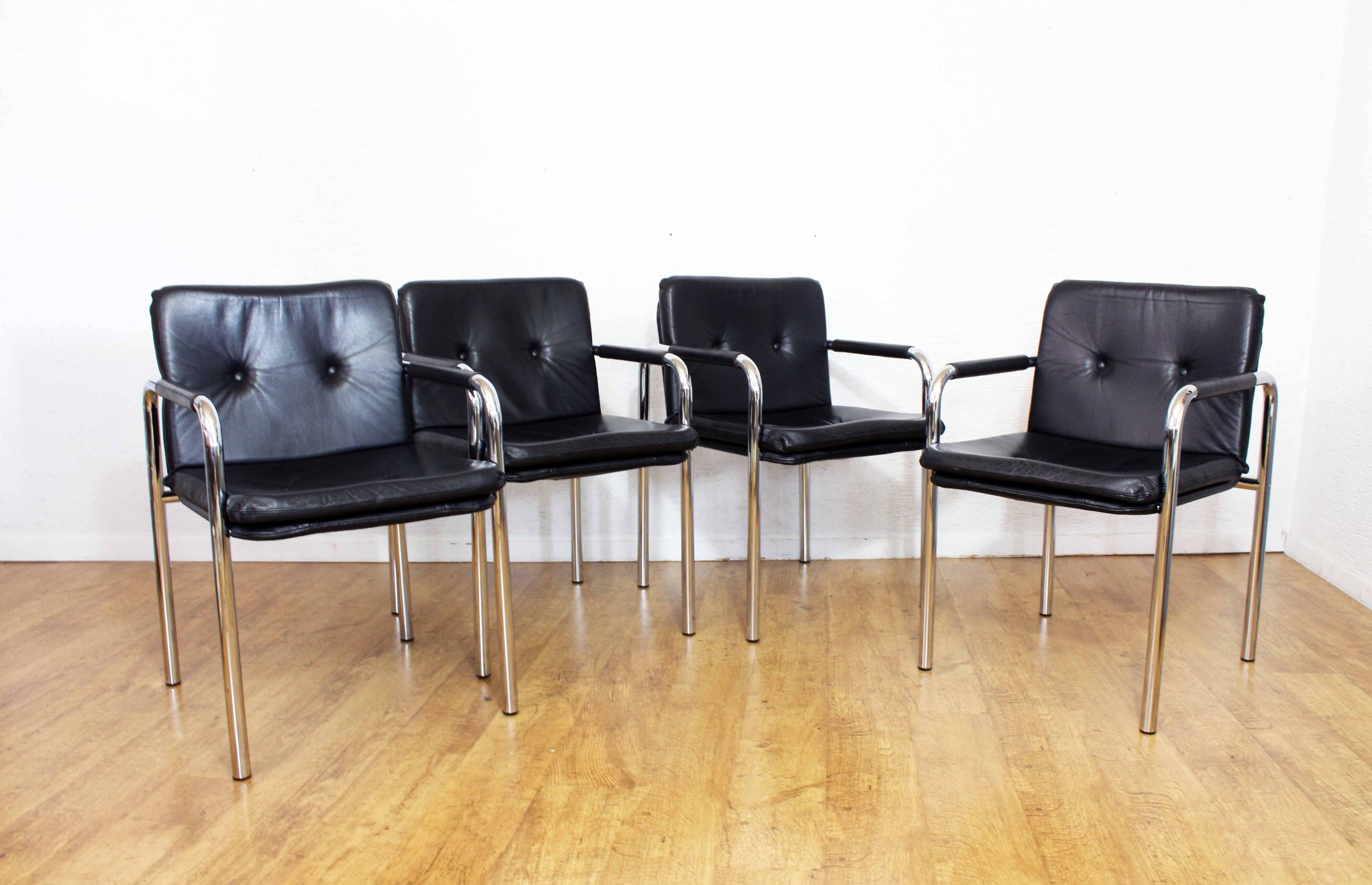 Set of 4 Bauhaus leather armchairs