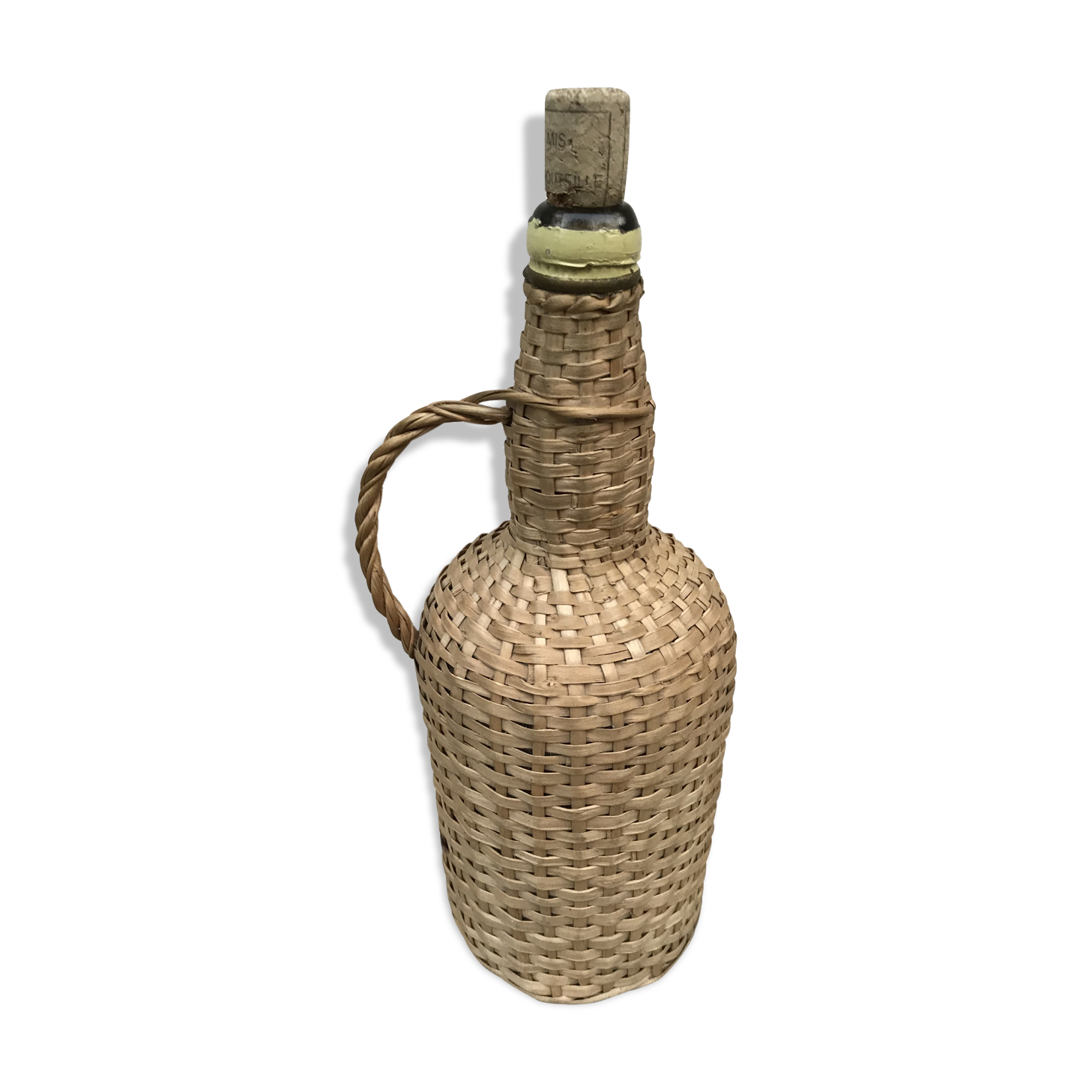Bottle old woven wicker rattan