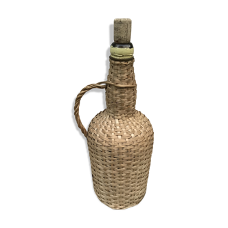 Bottle old woven wicker rattan