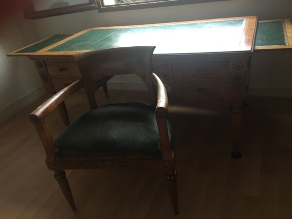 bureau ministre empire avec 2 tirettes et son fauteuil