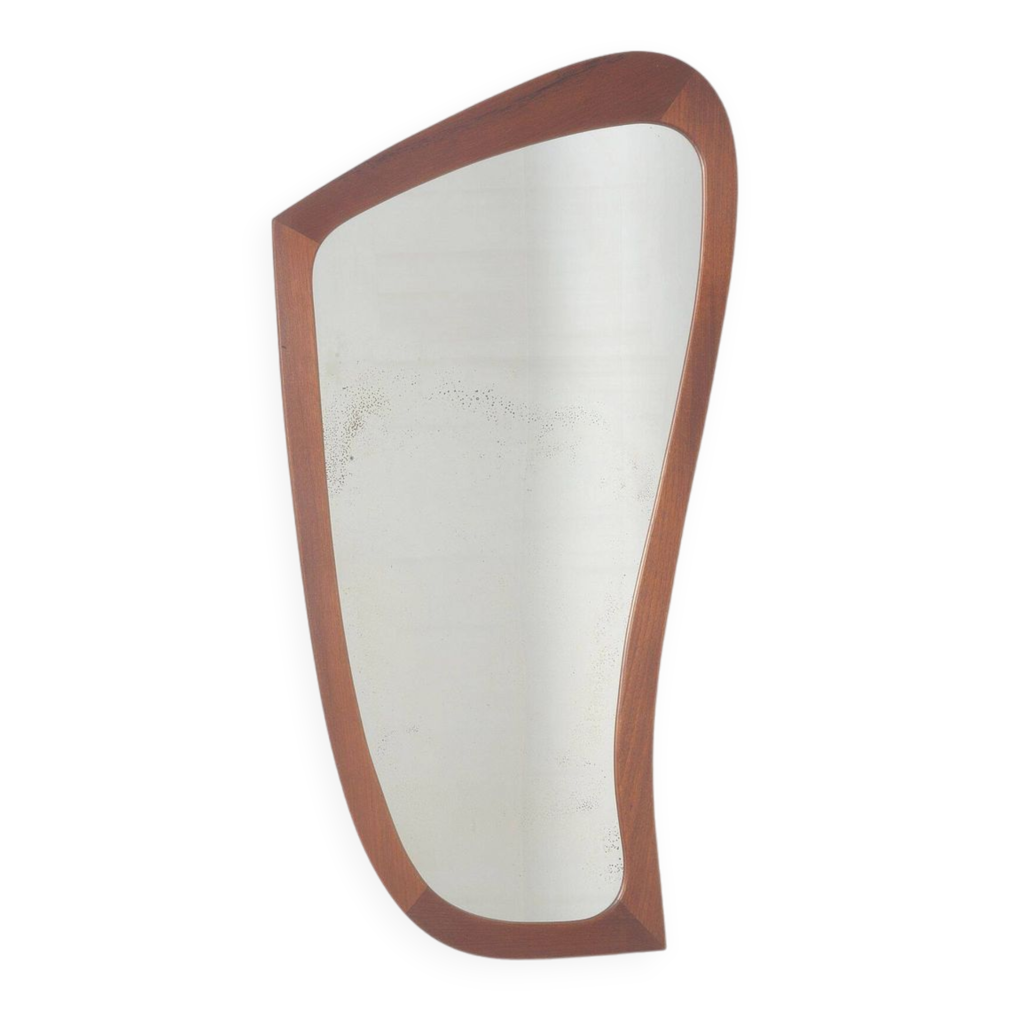 Danish mirror with teak edge and organic design, 1950s
