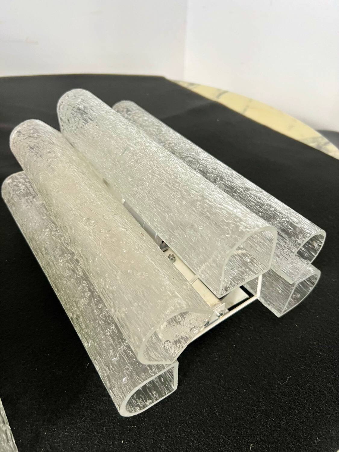 Set of 4 large doria wall lights in glazed glass design from the 60s vintage 3 lights