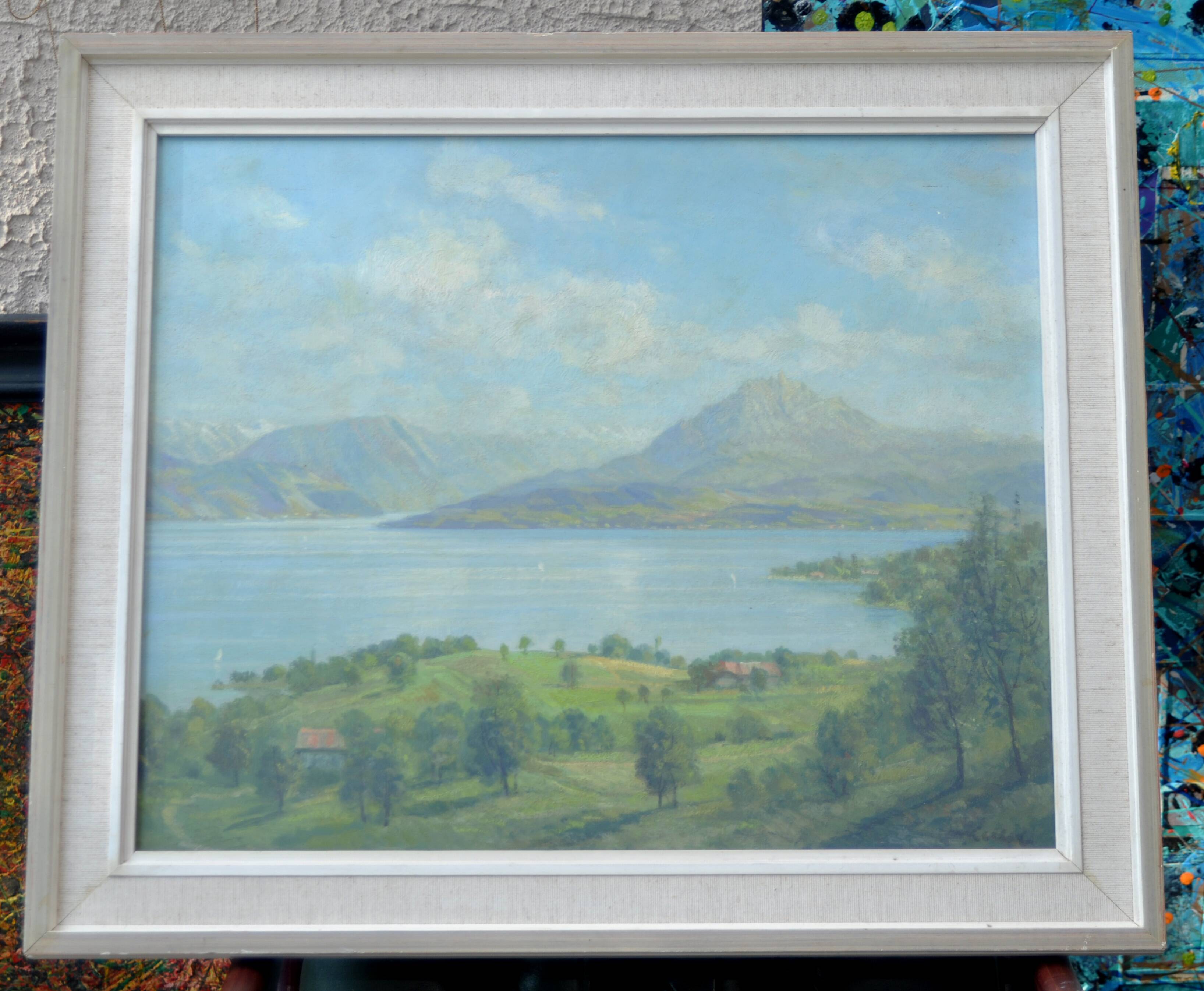 Tableau, peinture a l huile lac du salagou