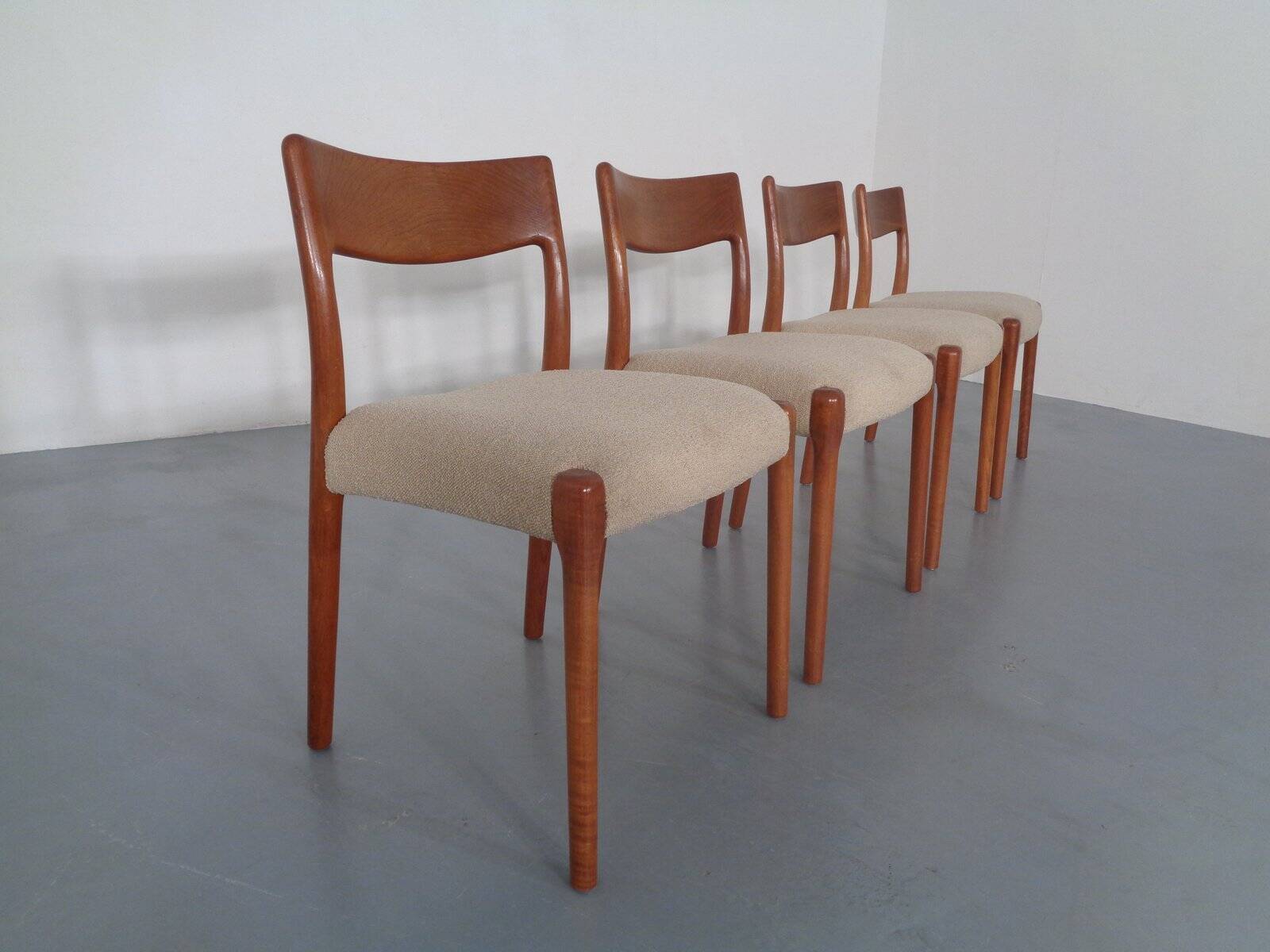 Danish Solid Teak Dining Chairs, 1960s, Set of 4