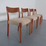 Danish Solid Teak Dining Chairs, 1960s, Set of 4