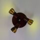 Model 837 Trio-Light Adjustable Ceiling Lamp In Wood And Brass By Temde Leuchten, Switzerland 1960S