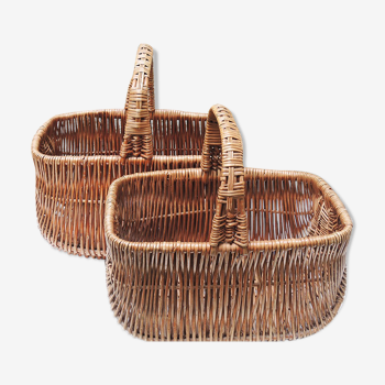 2 old wicker / rattan shopping baskets