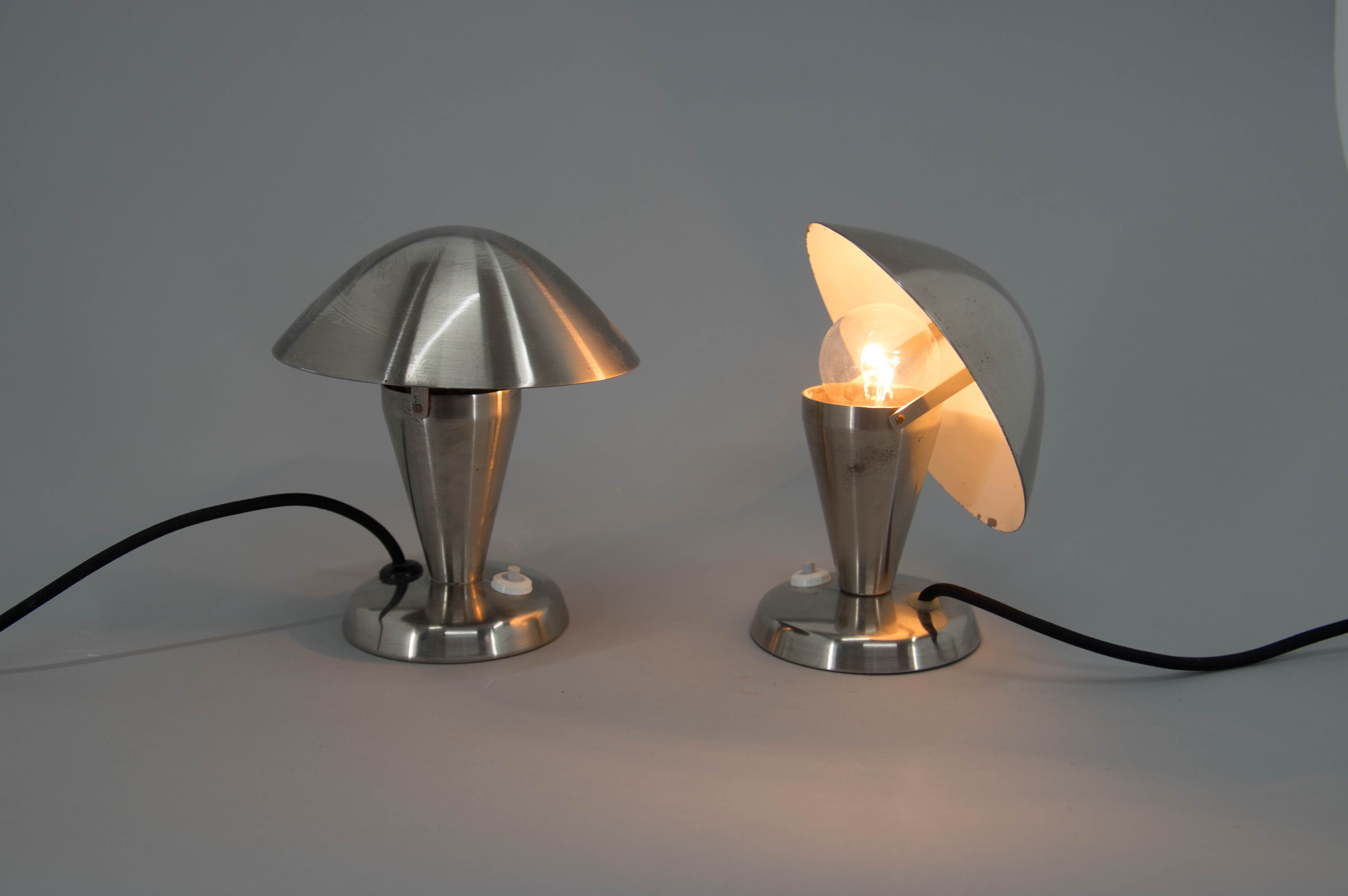 Pair of Bauhaus Bedside Lamps with Flexible Shade, 1930