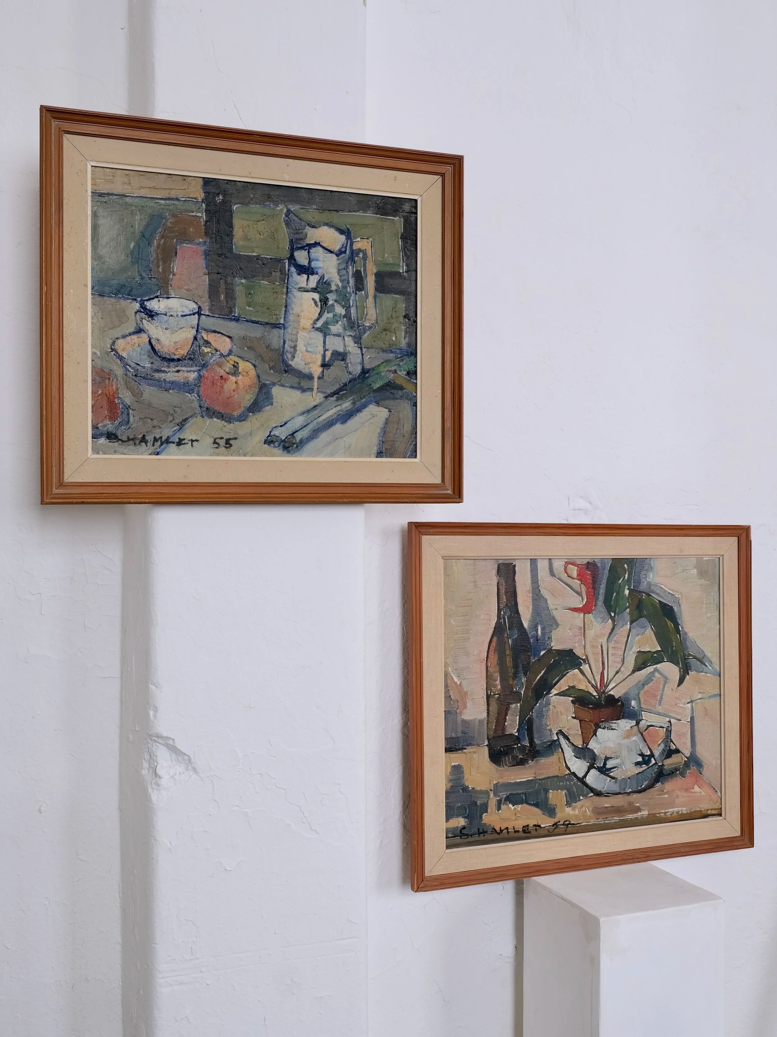 Sven-Olof Hamlet nature morte peinture à l'huile avec plante | 1959