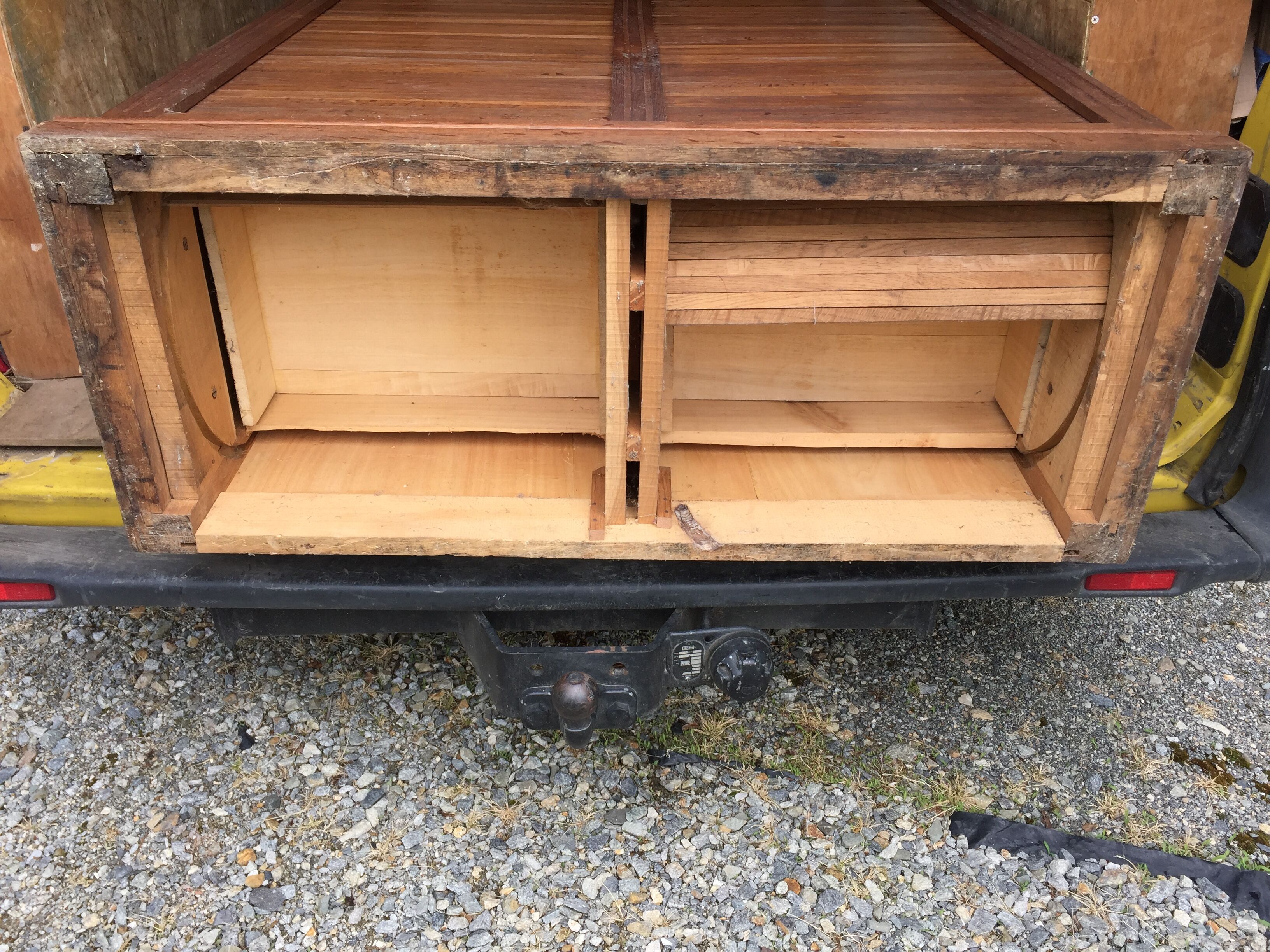 Oak double curtain workshop cabinet