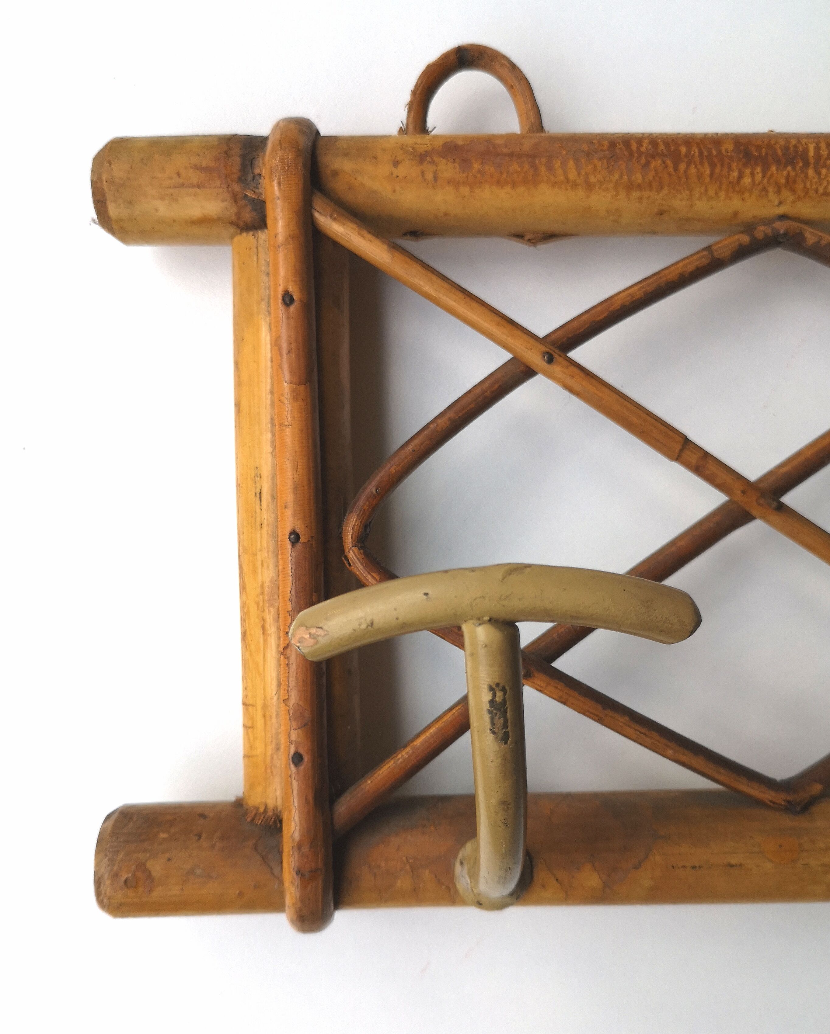 Rattan coat rack