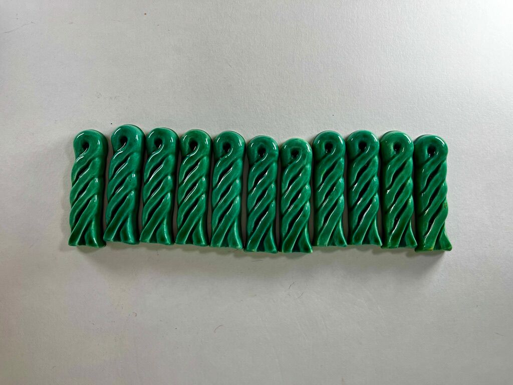 Knife holders in green ceramic Vallauris vintage 1950