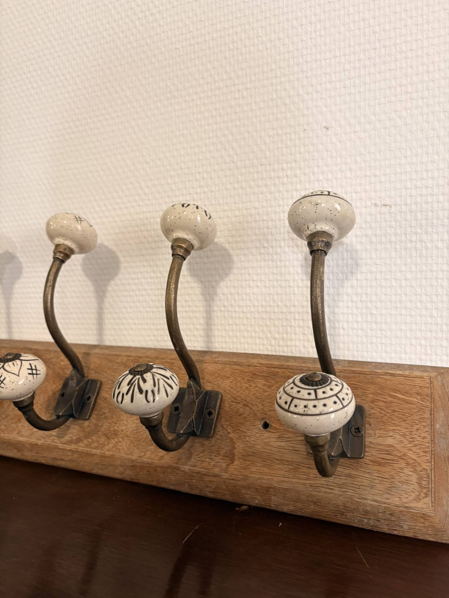 Coat Hook Rack 4 Ceramic Hooks Vintage Rustic