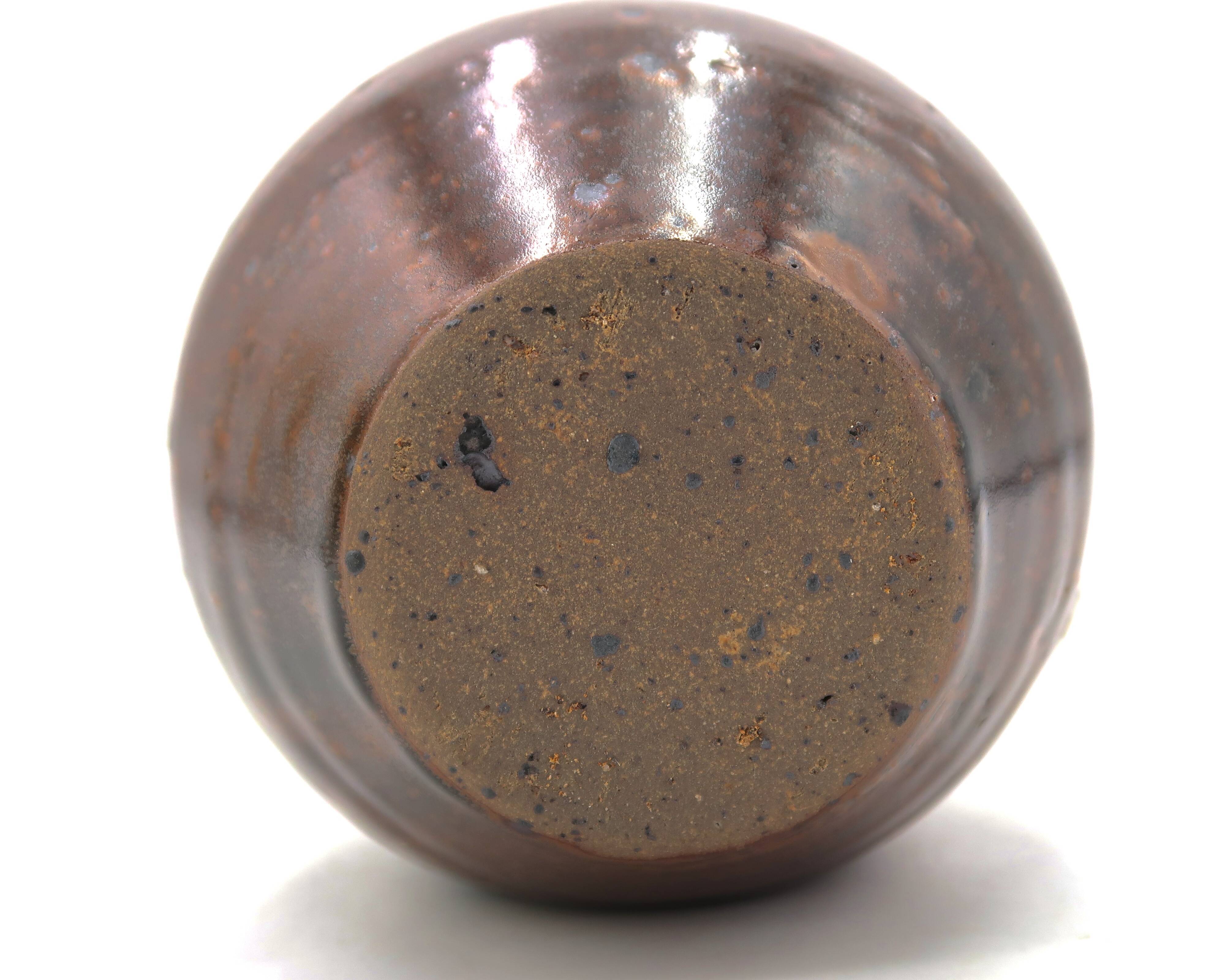 Brown ceramic wall vase by Guy Baudat, 1970s