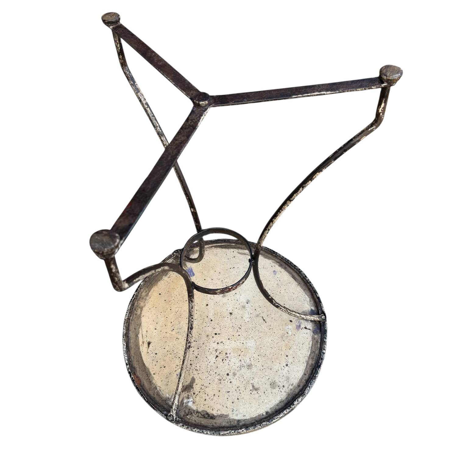 Parisian pedestal table in wrought iron and marble top, France 1900