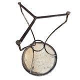 Parisian pedestal table in wrought iron and marble top, France 1900