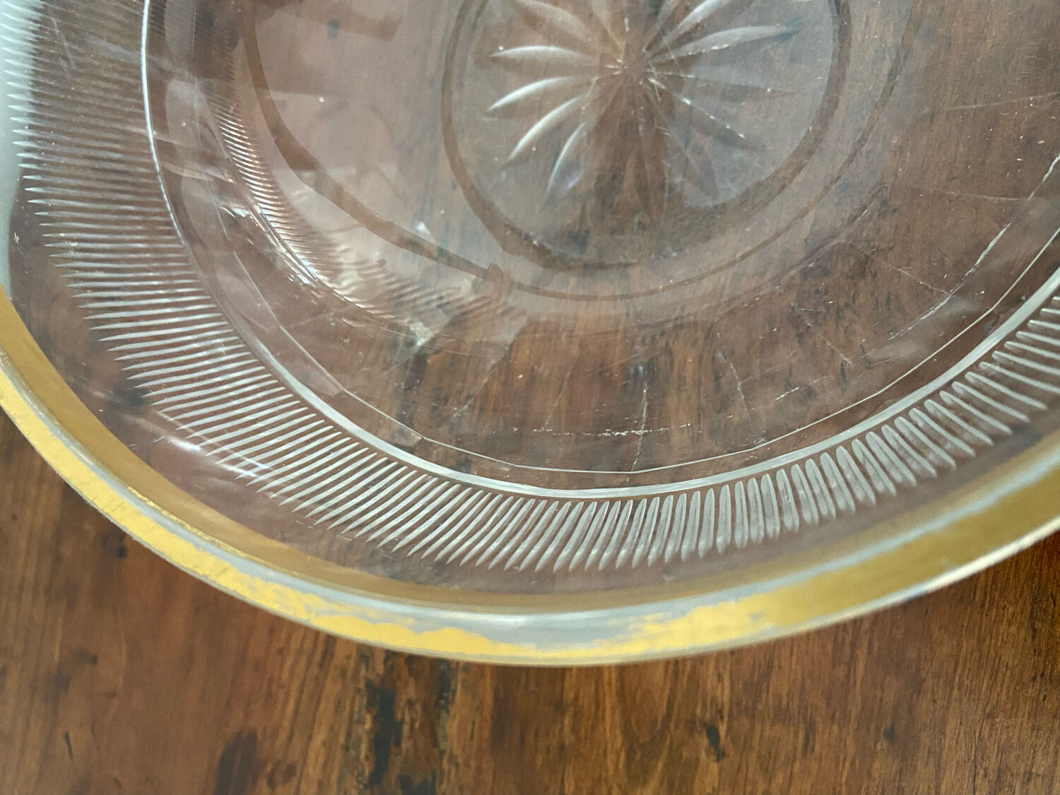 Antique crystal salad bowl