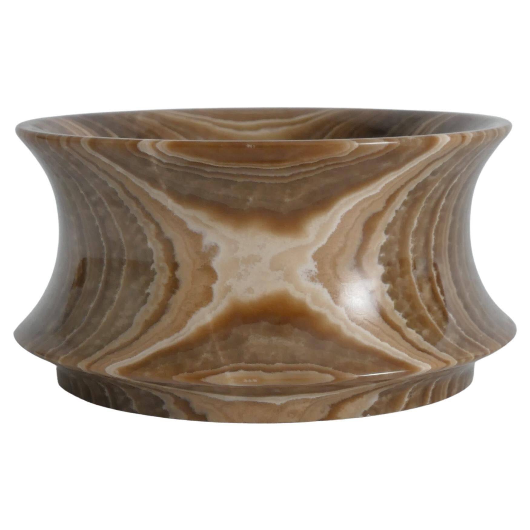 Hand Turned Brown Onyx Bowl, Greece, 1970s