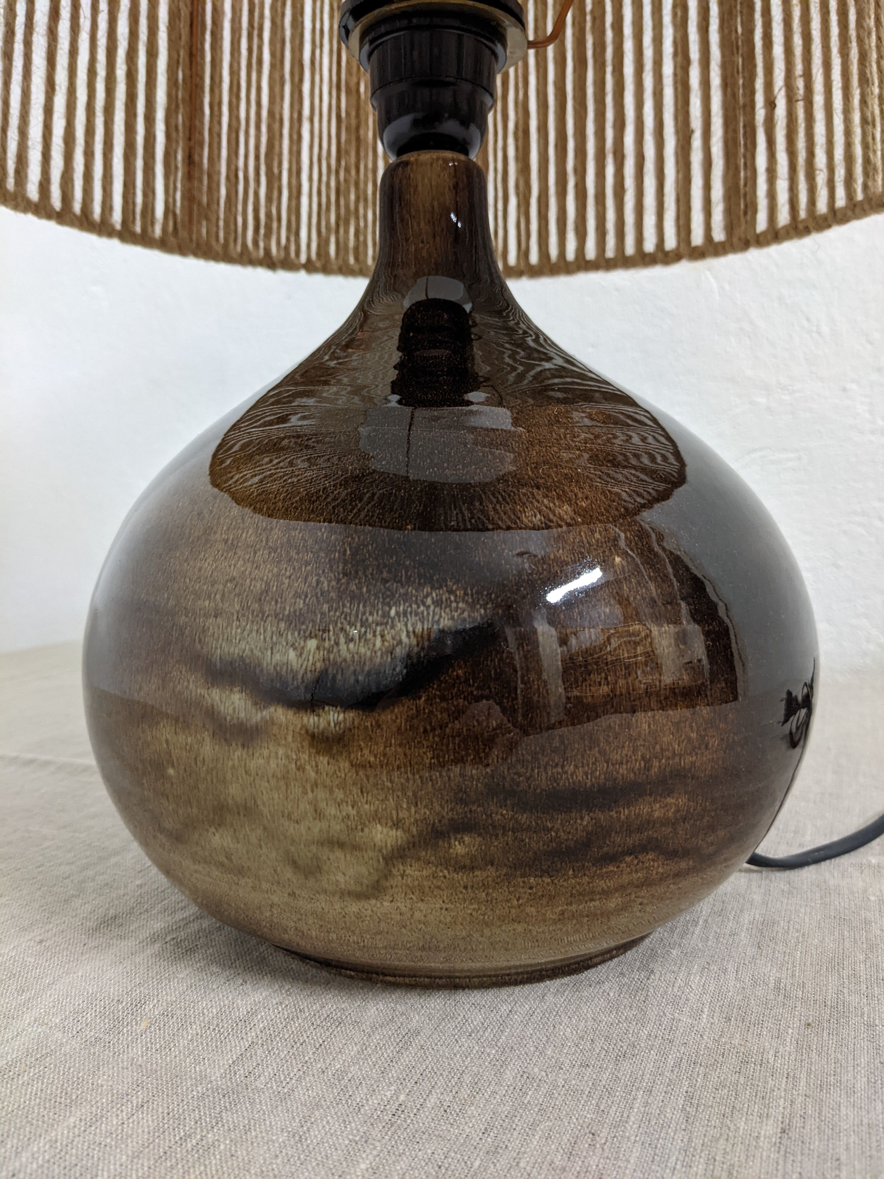 Vintage ceramic lamp and jute rope