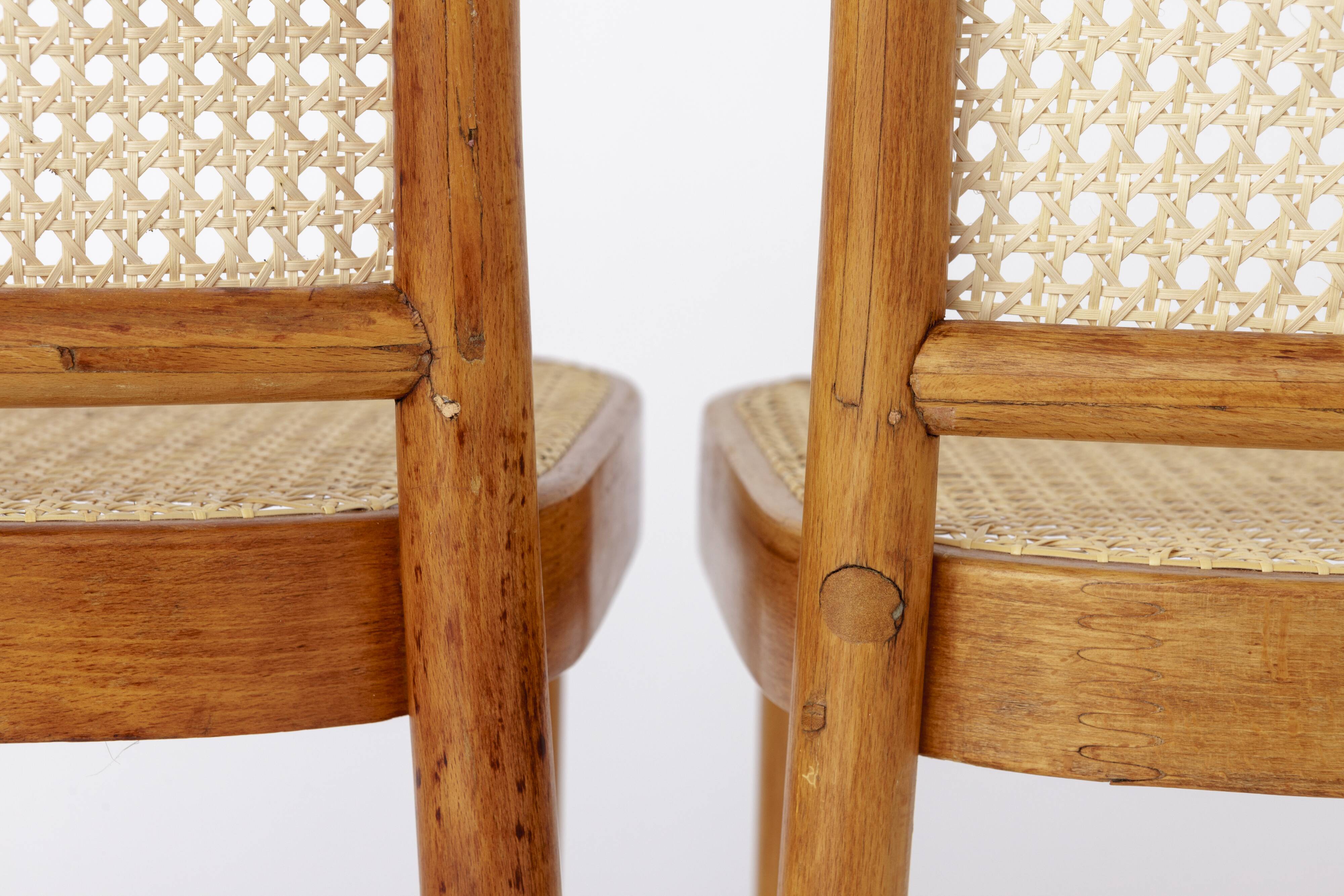 Set of 4 Restored Viennese Café Chairs – Early 20th Century, Hand-Caned Sea