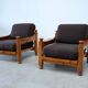 Set of two pine lounge chairs