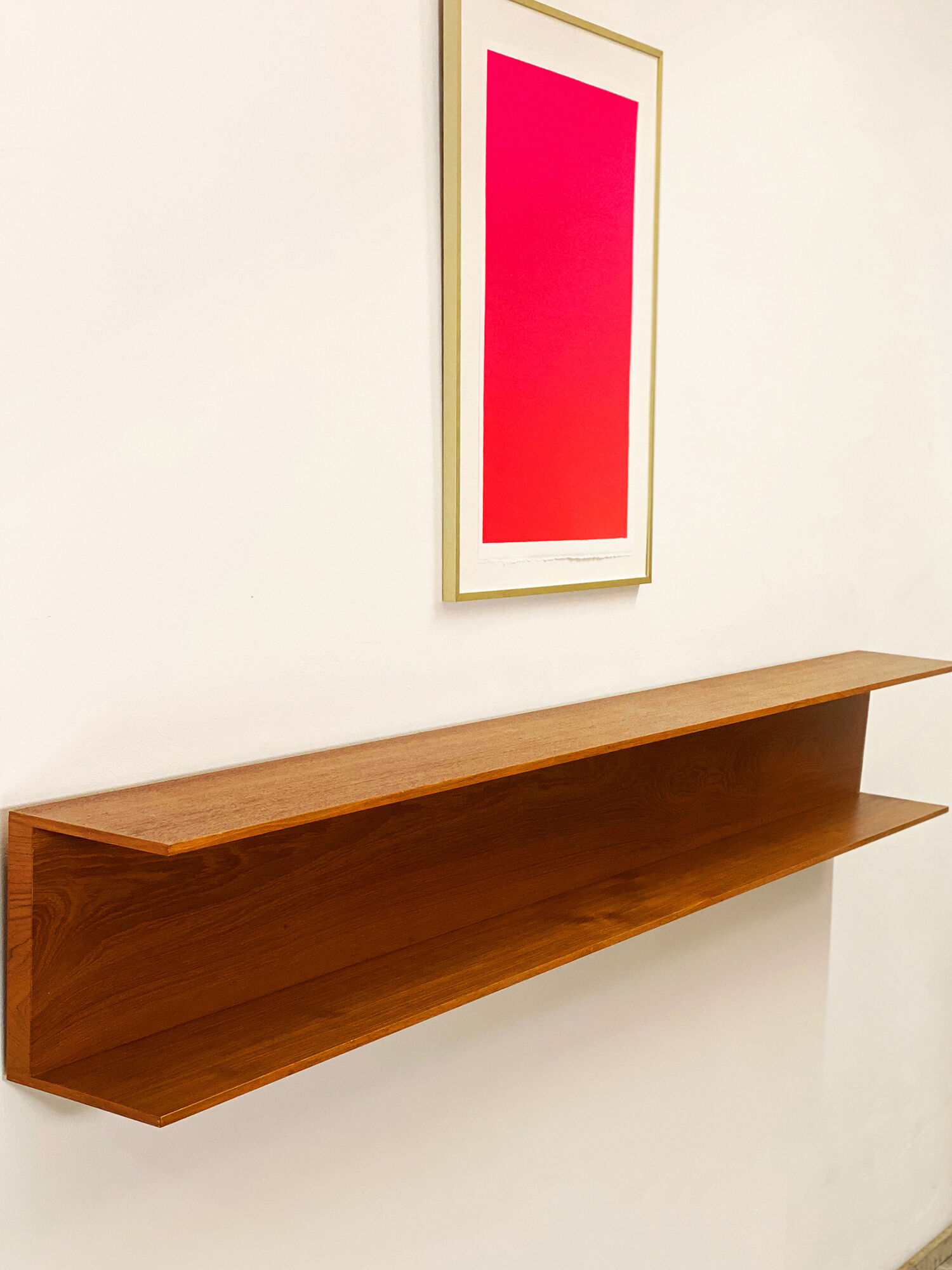 Mid-Century Modern Teak wall-mounted shelf by Walter Wirz for Wilhelm Renz, 200cm, 1960s