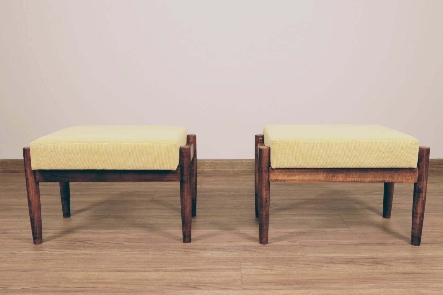 Vintage kids chairs retro yellow corduroy Scandinavian design 