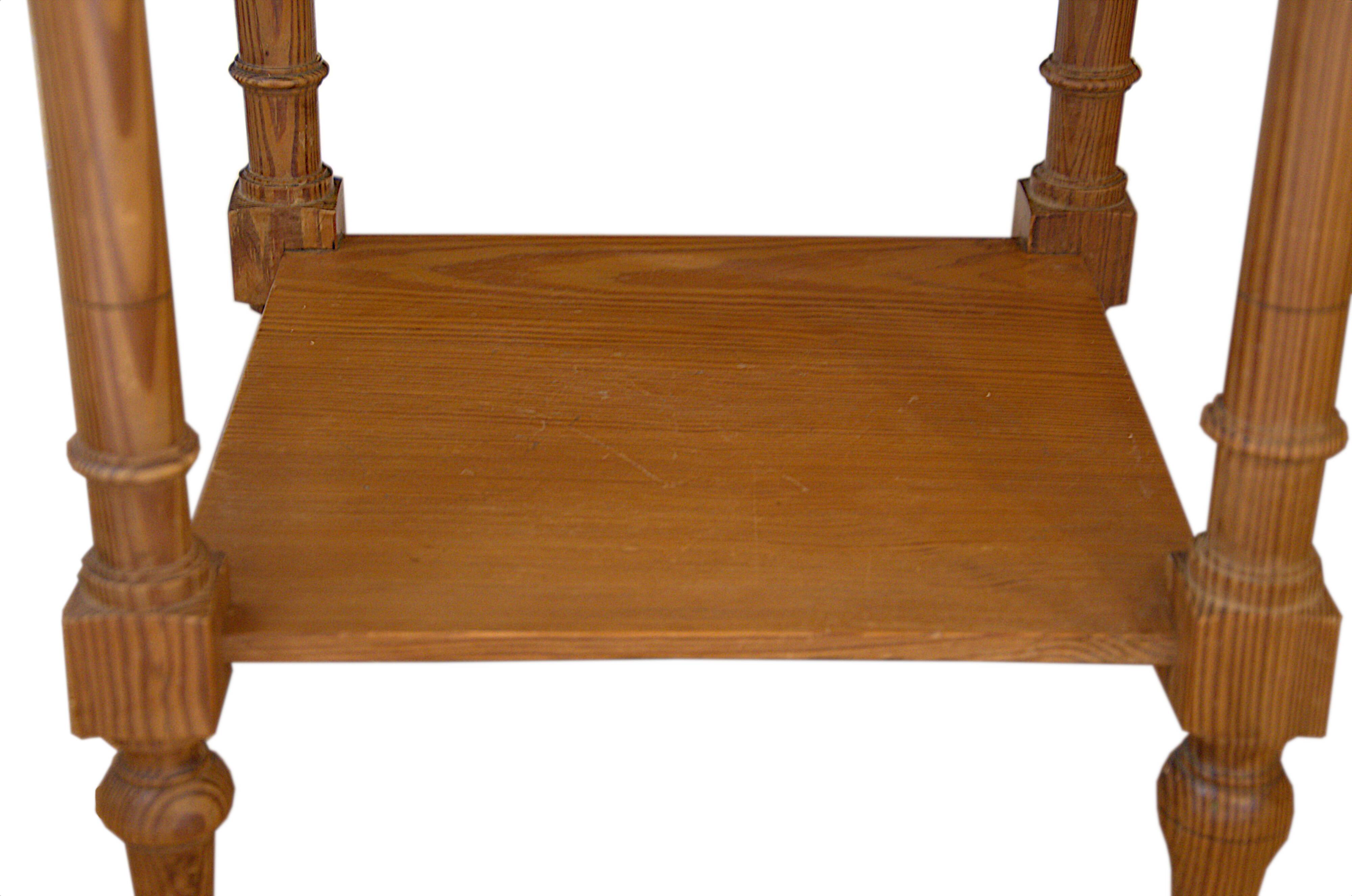 Nightstand in marked pine and marble, 37x81cm, 1940s, Art Deco, Gallé