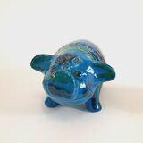Pig animal statue, vintage, by Aldo Londi for Bitossi, Rimini blue series
