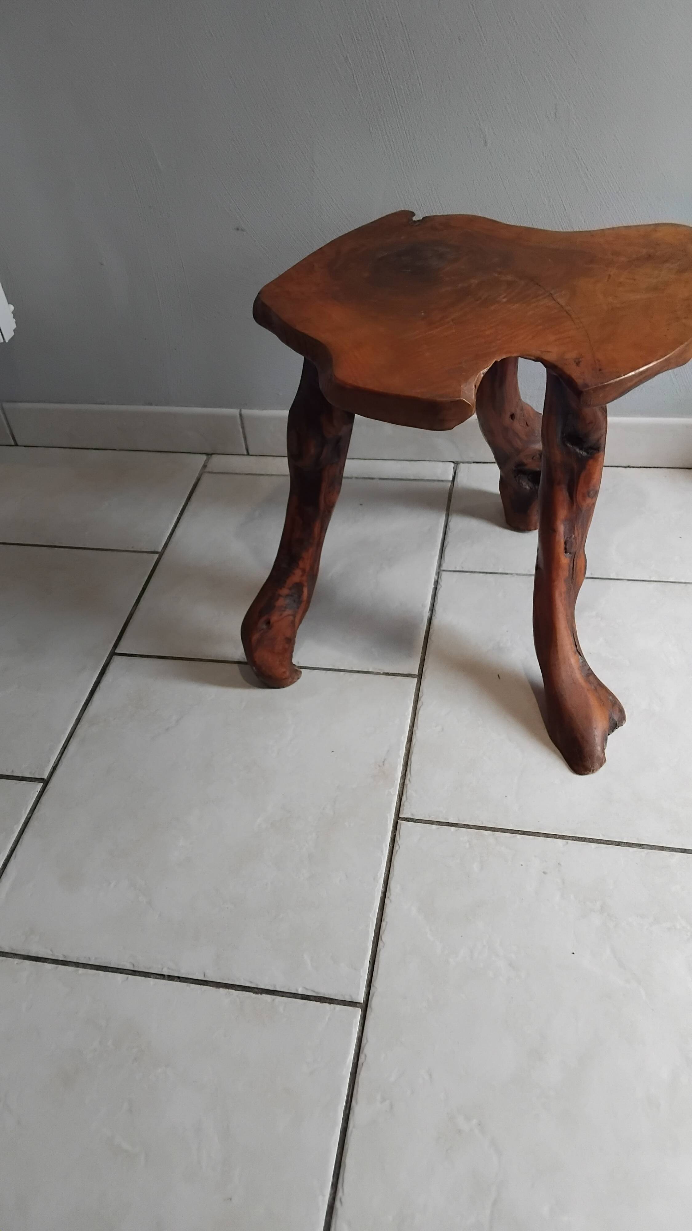 Small vintage brutalist wooden coffee table