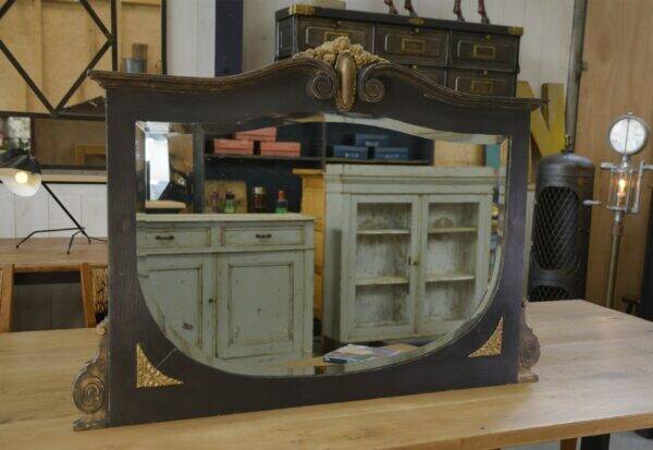 Mirror with wood and bronze art deco ornament 1930's
