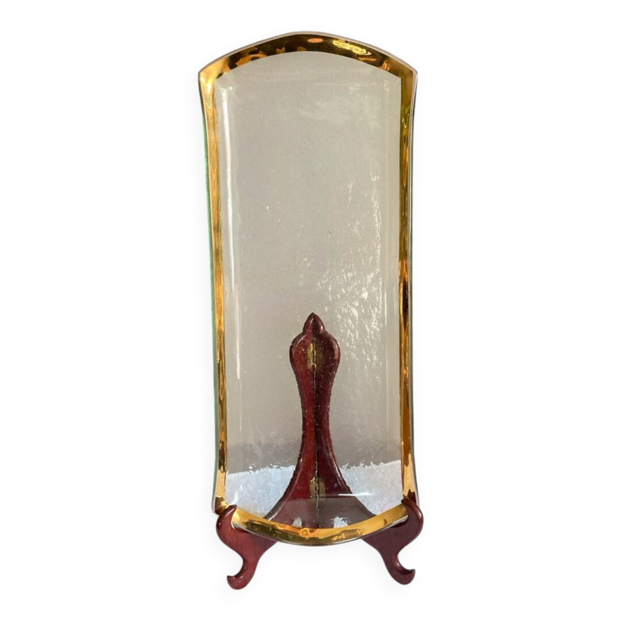 Glass dish signed Annie Glass 37/310 made in the USA 24k gold-plated rim