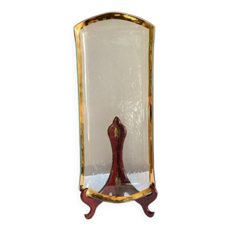 Plat en verre signé annie glass 37/310 made in usa bord doré à l’or fin 24k