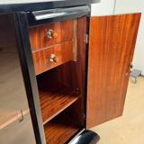 French Art Deco Half Cabinet in Black Lacquer and Mahogany, 1930