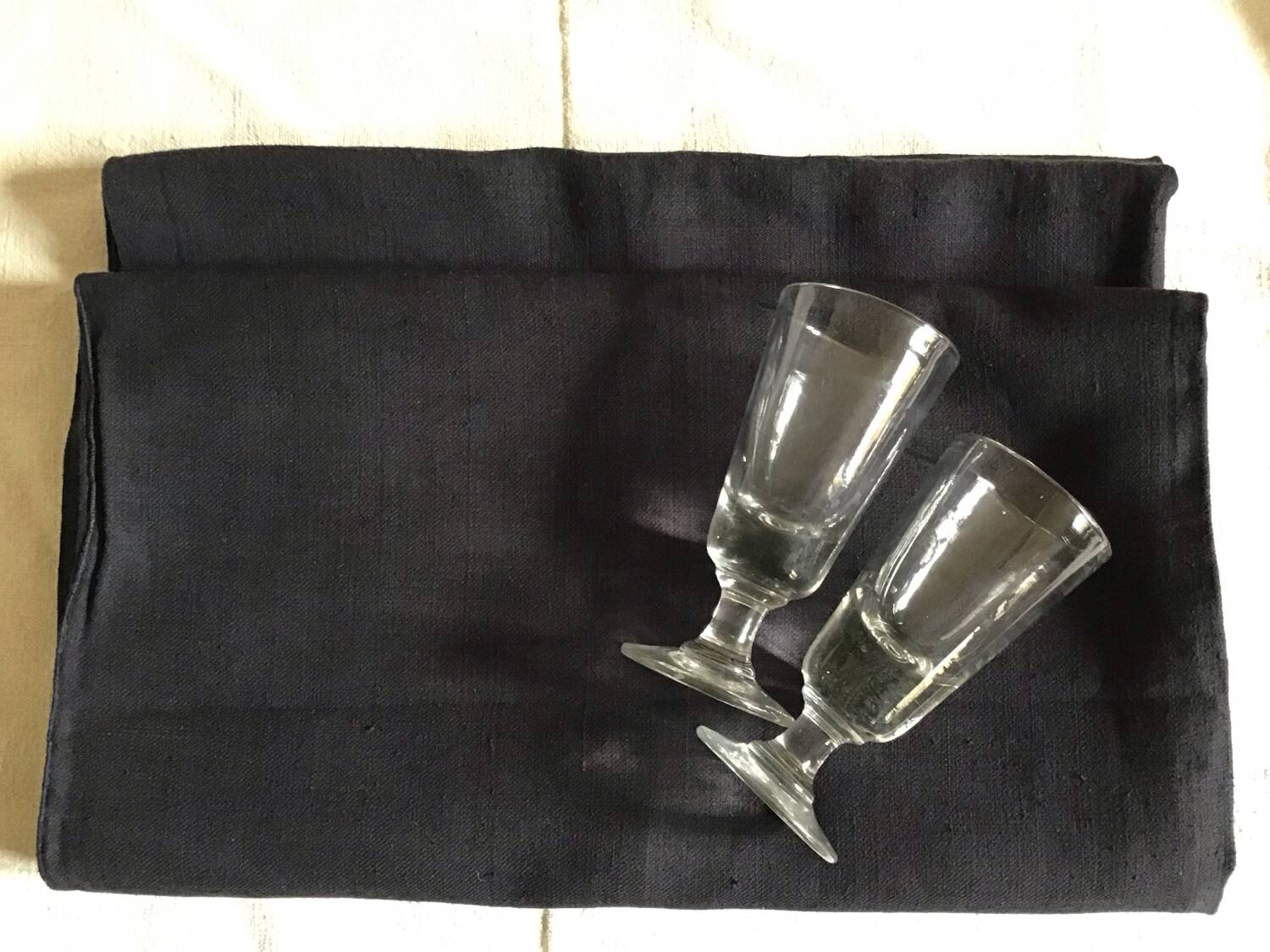 Black linen country tablecloth