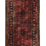 Vintage Red Wool Persian Runner Rug Hand Made Long Oriental Carpet 87x453cm
