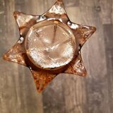 Soliflore vintage en verre rose pied en étoile